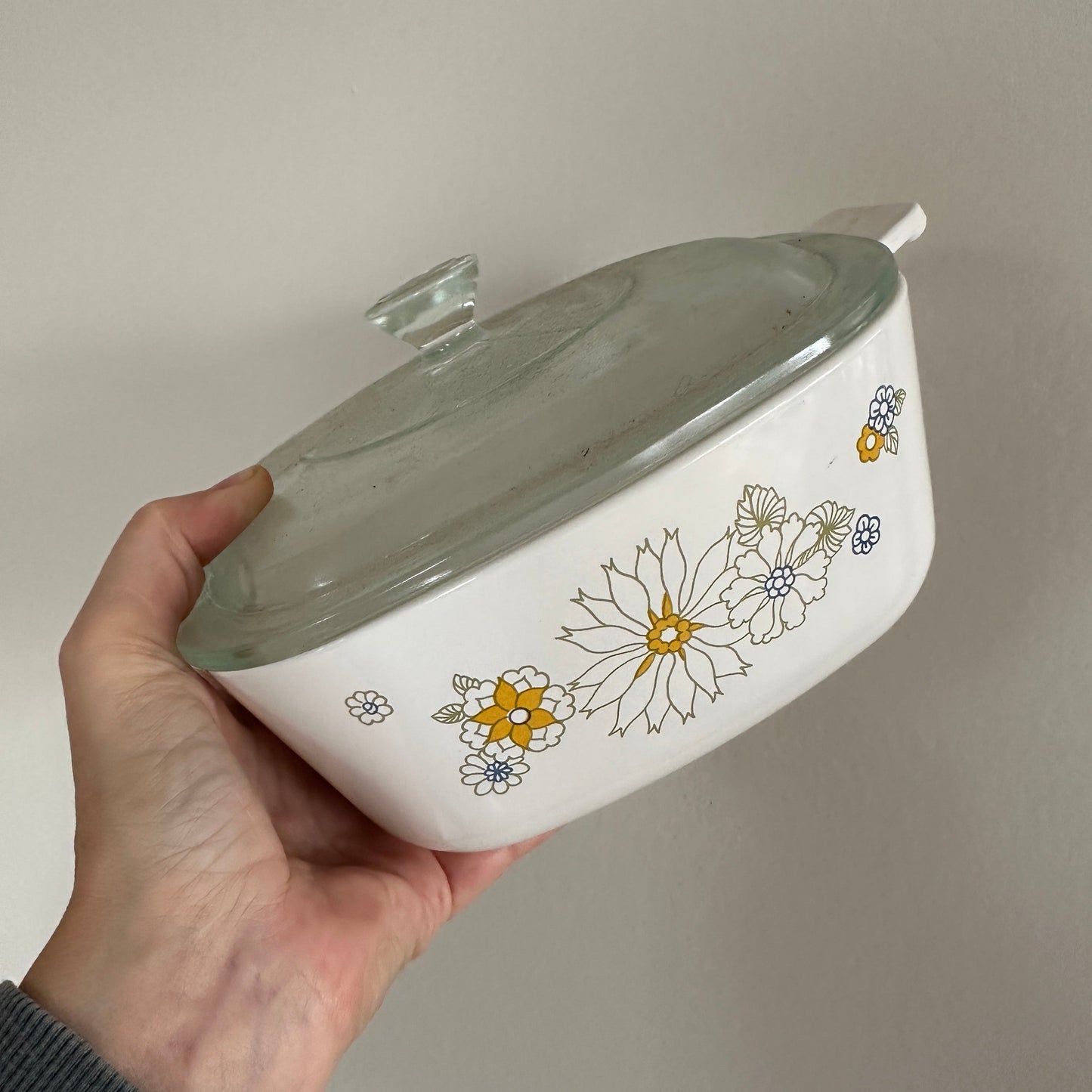 Vintage CorningWare-sauce gryde "Floral Bouquet" mønster