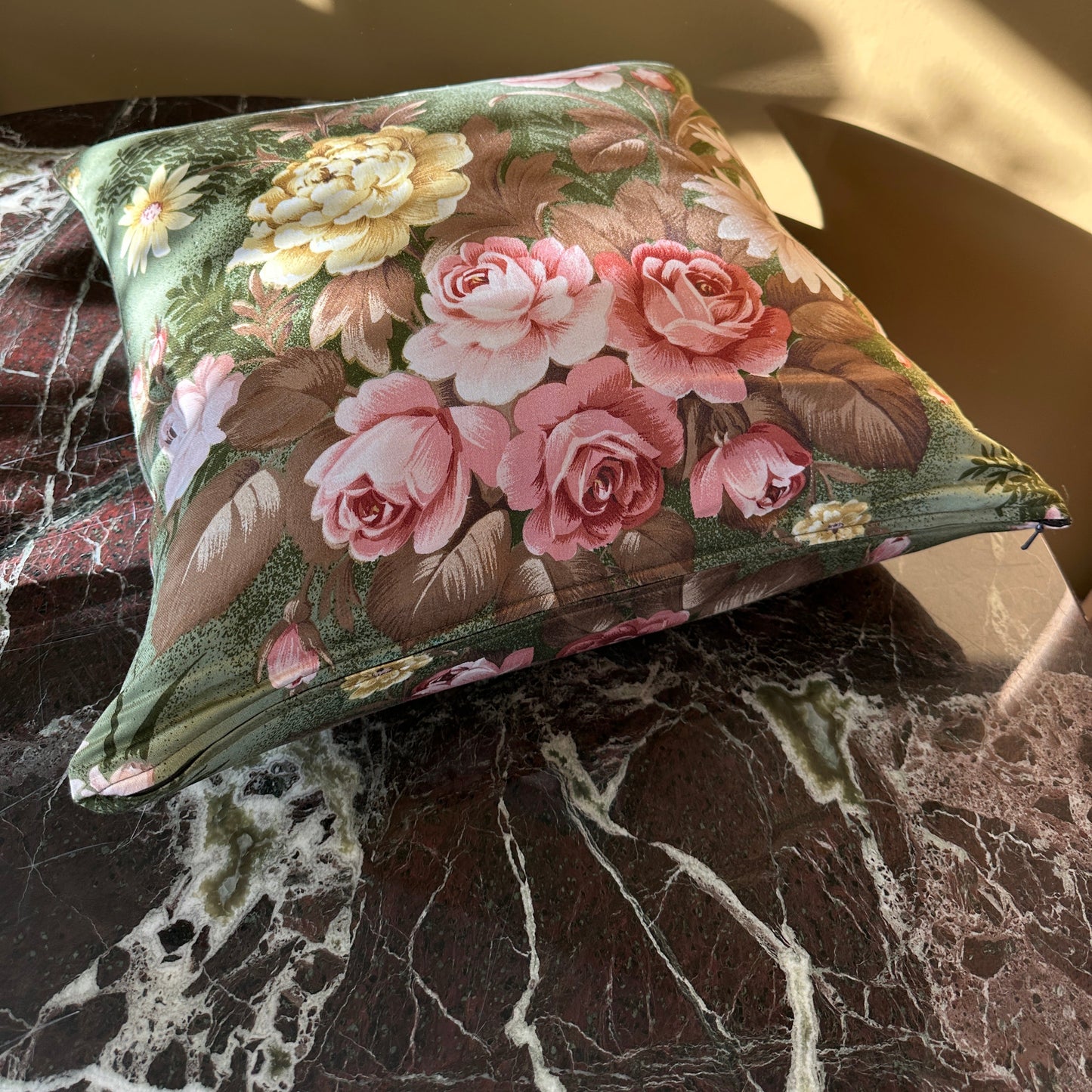 Vintagepudebetræk med lynlås inkl. pudefyld 45x45 cm.