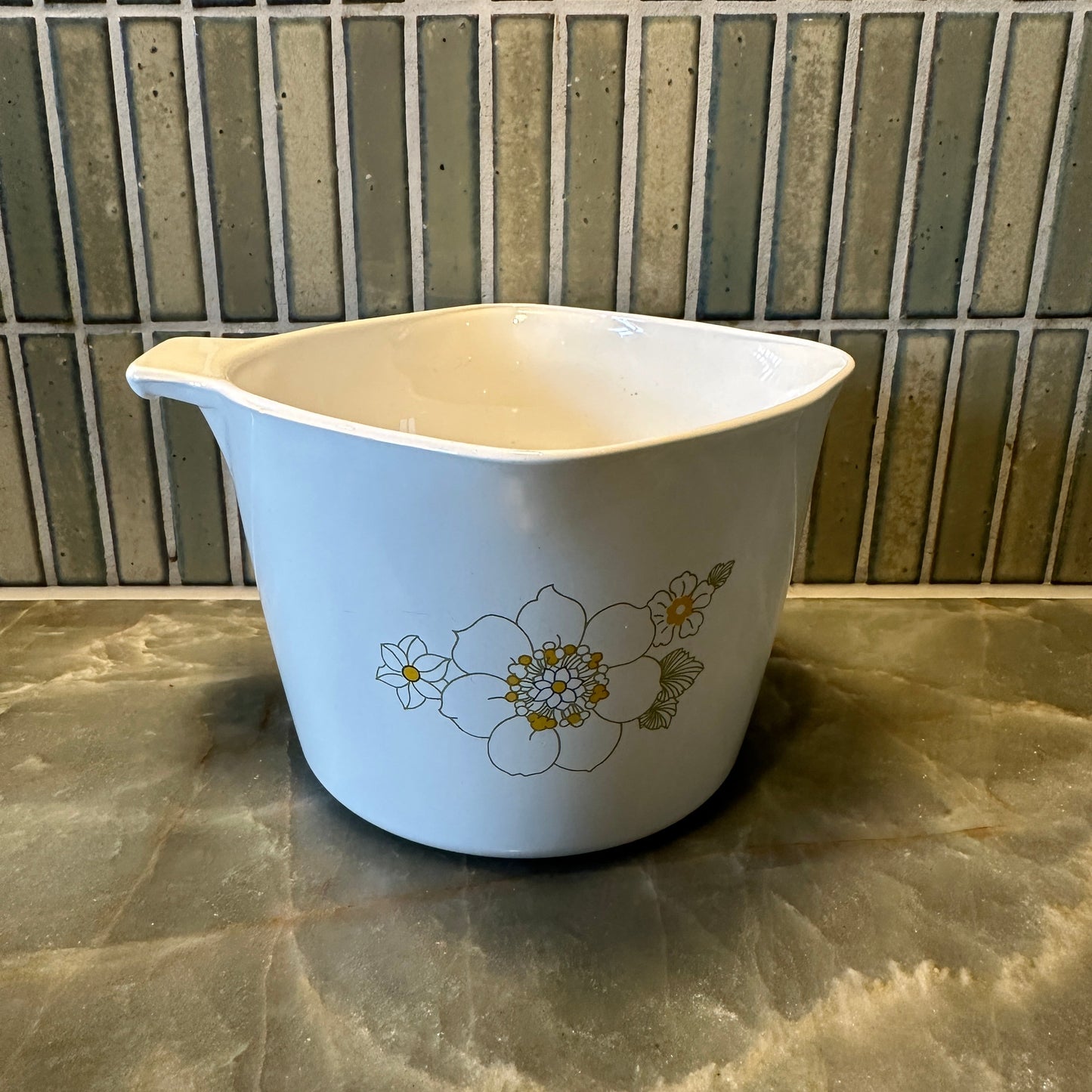 Vintage CorningWare-sauce gryde "Floral Bouquet" mønster
