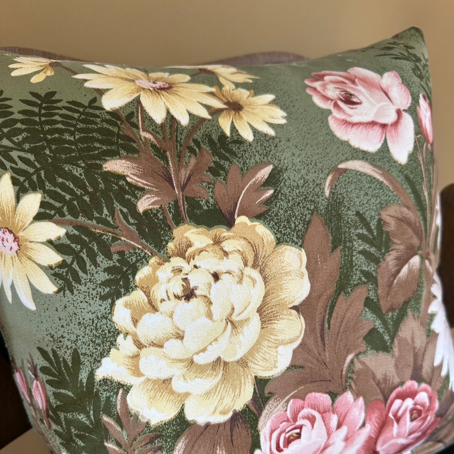 Vintagepudebetræk med lynlås inkl. pudefyld 45x45 cm.