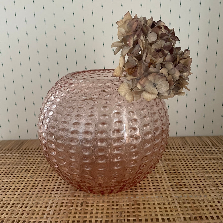 Hobnail Globe Vase 24 cm - Rosa